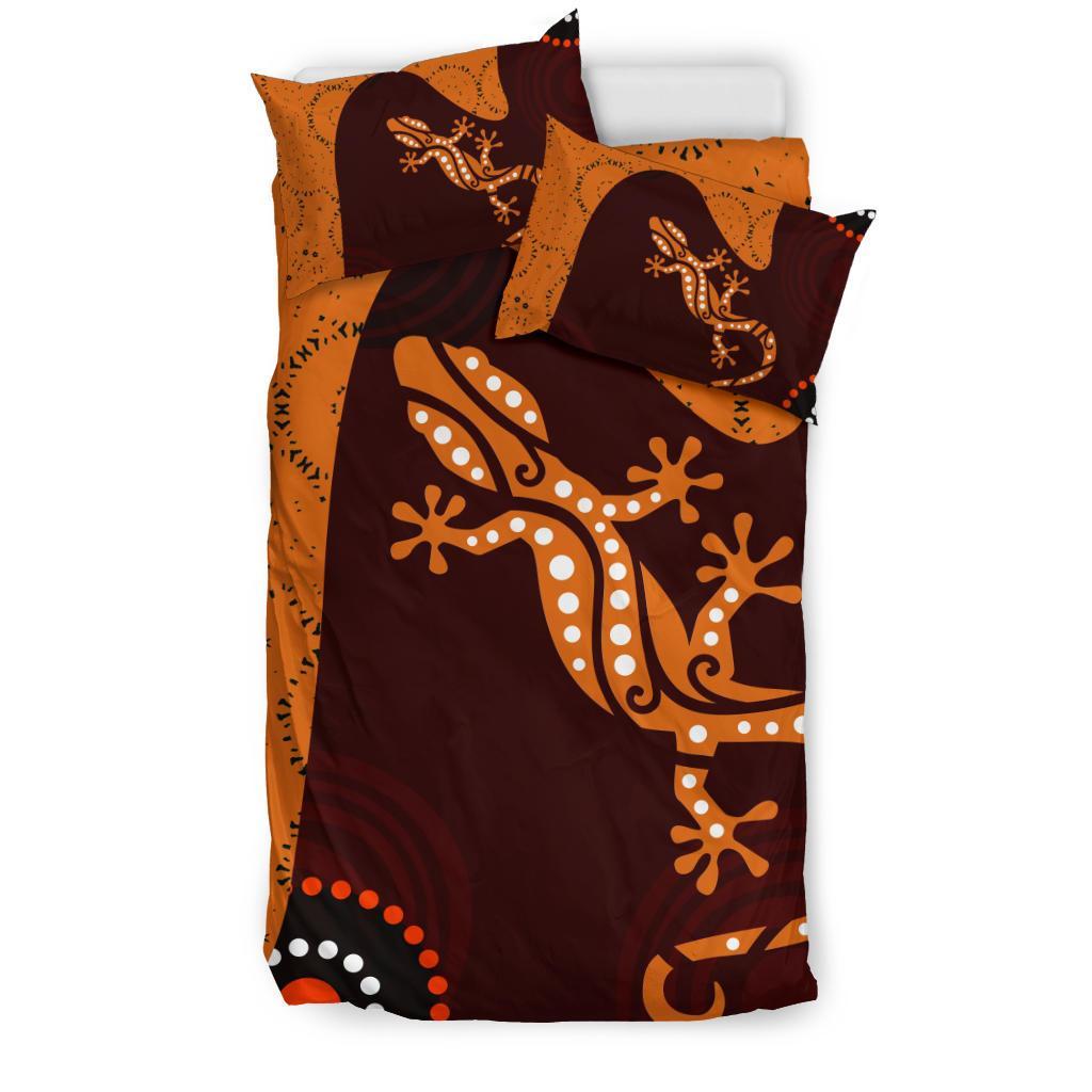 Aboriginal Bedding Set - Lizard in Aboriginal Dreaming - Vibe Hoodie Shop