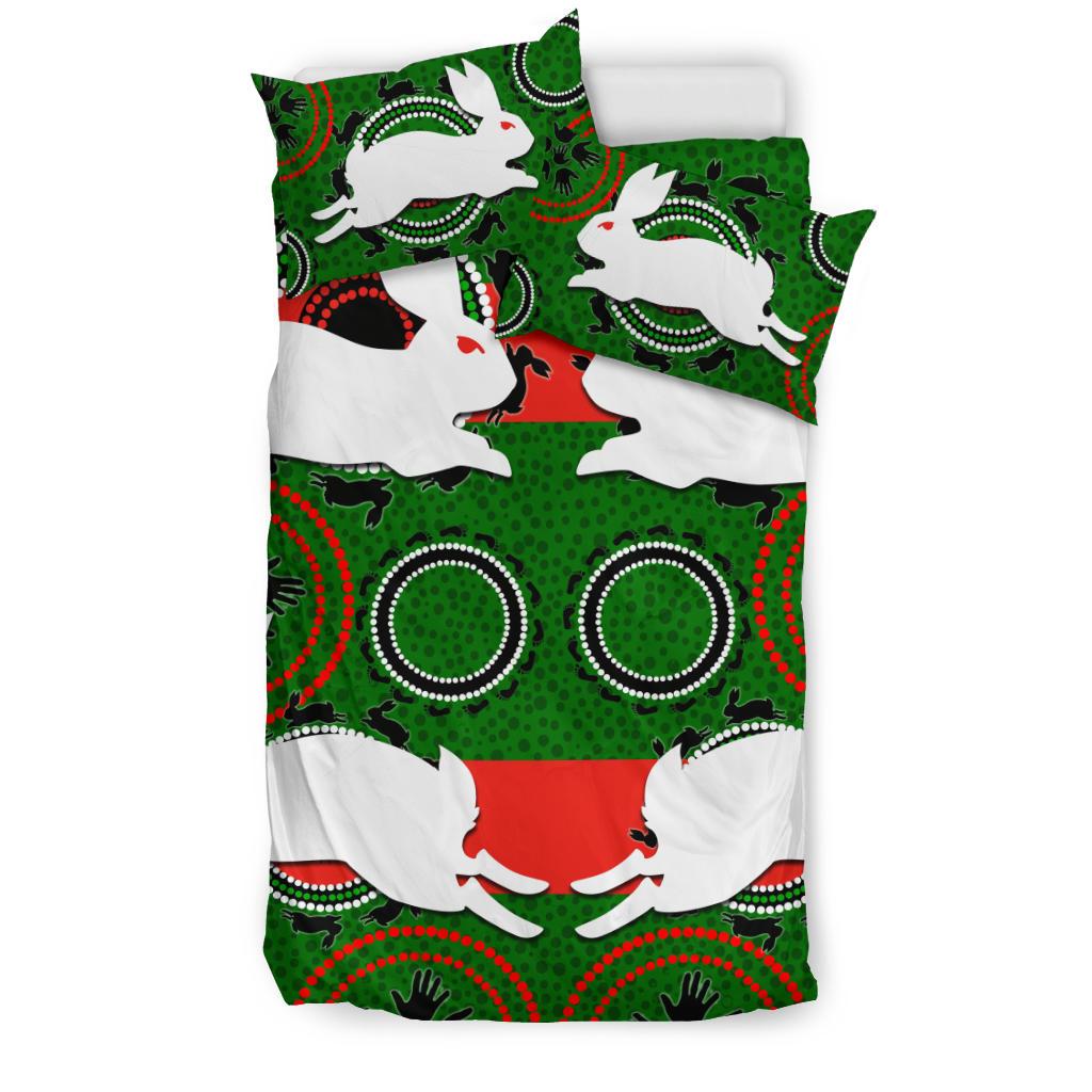 Rabbitohs Bedding Set Aboriginal Special - Vibe Hoodie Shop