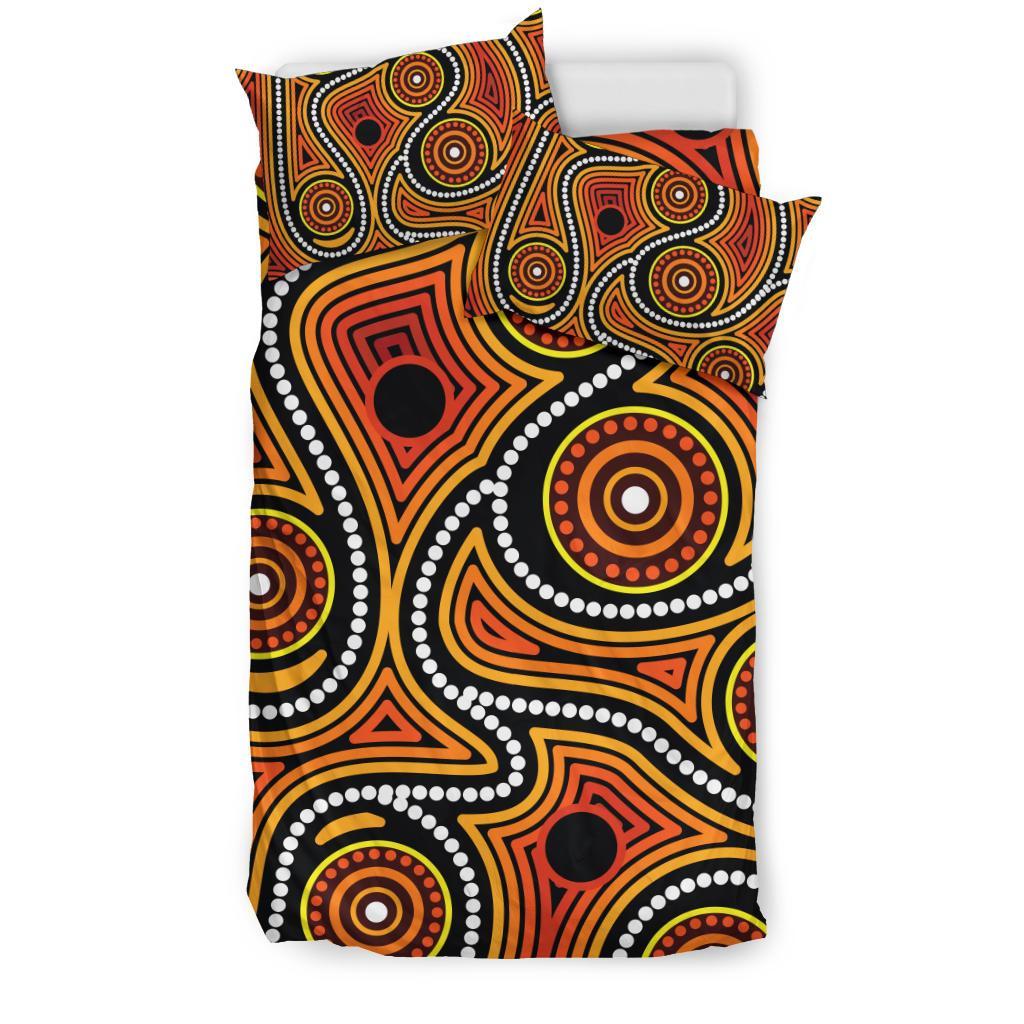 Aboriginal Bedding Set, Indigenous Circle Dot Painting Ver01 - Vibe Hoodie Shop