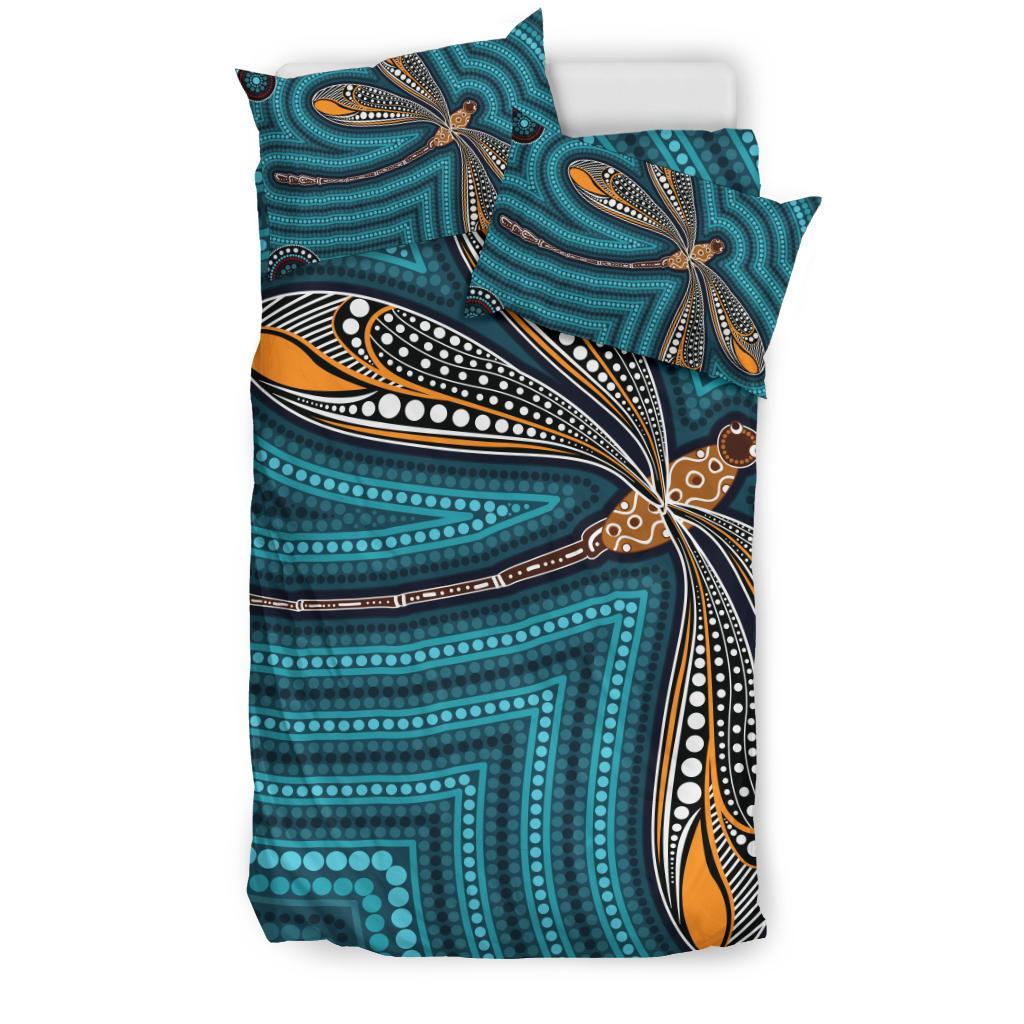 Aboriginal Bedding Set, Indigenous Dragonfly - Vibe Hoodie Shop