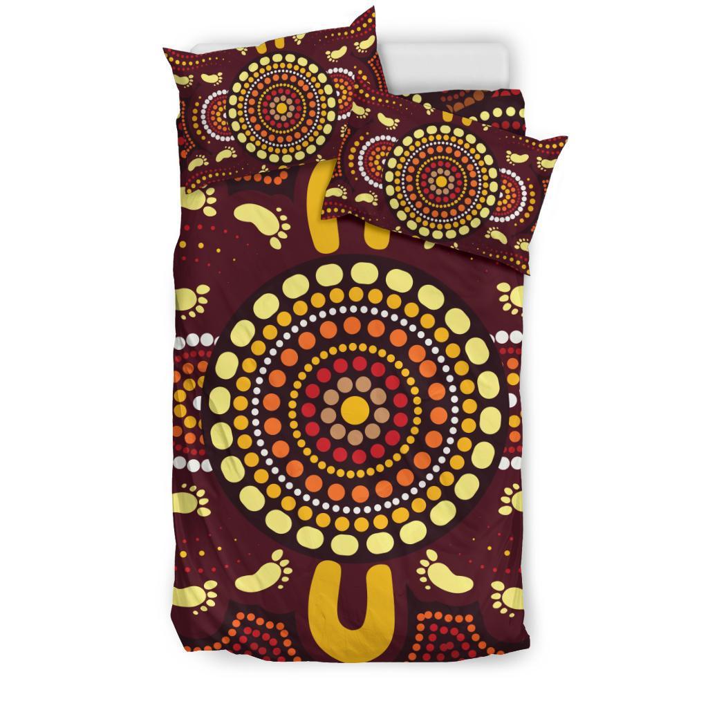 Aboriginal Bedding Set, Indigenous Circle Footprint - Vibe Hoodie Shop