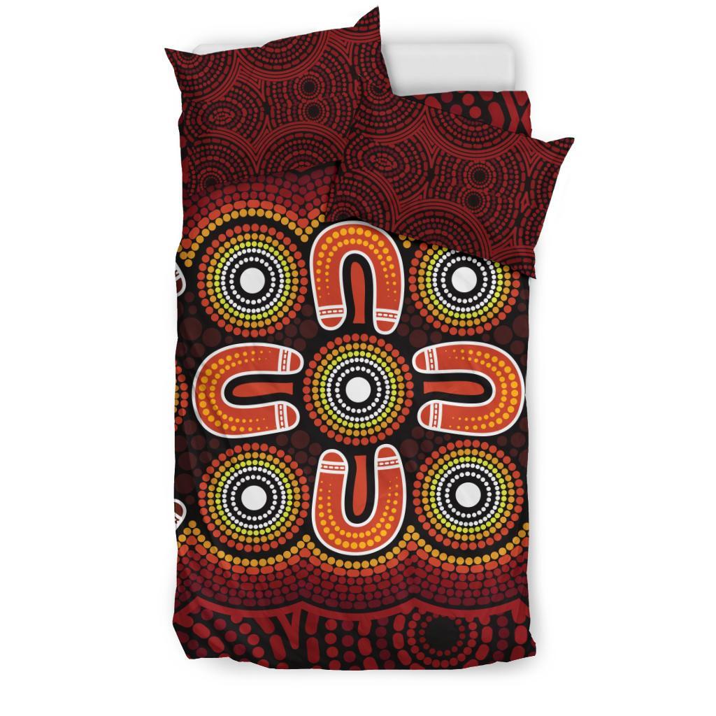 ABoriginal Bedding Set - Aboriginal Dot Painting Flowers Style - Vibe Hoodie Shop