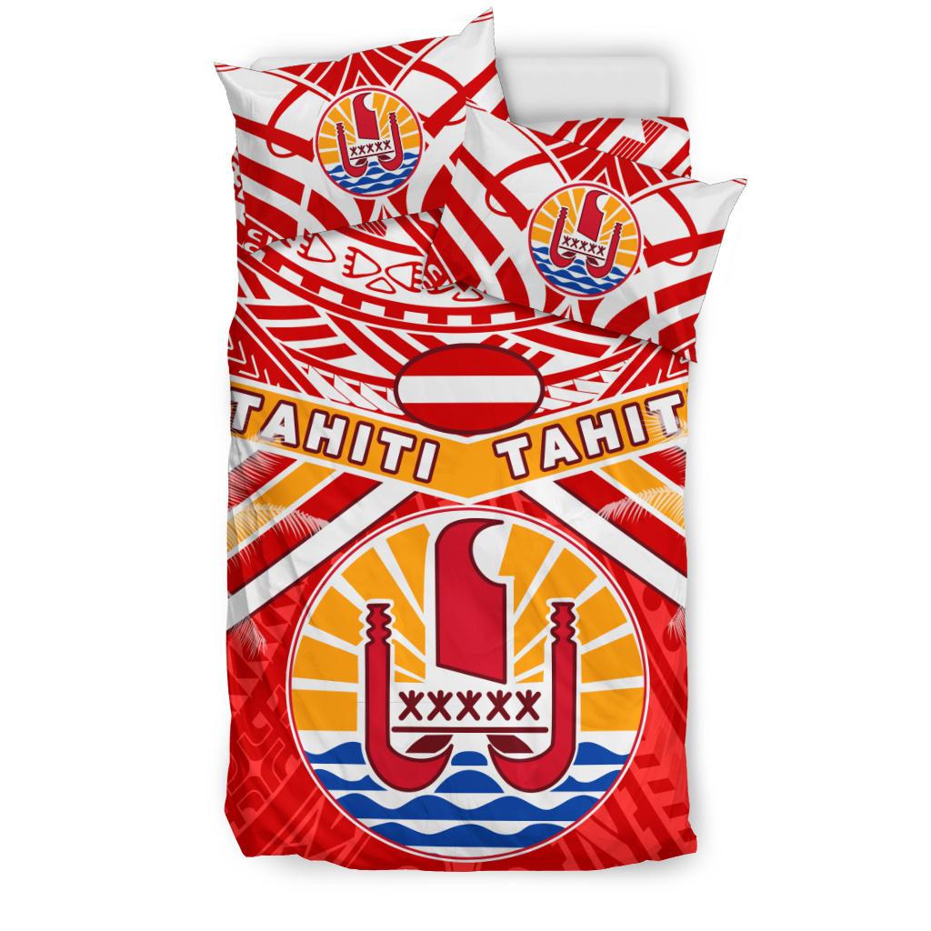 Tahiti Rugby Bedding Set Polynesian Coat Of Arms and Flag - Vibe Hoodie Shop