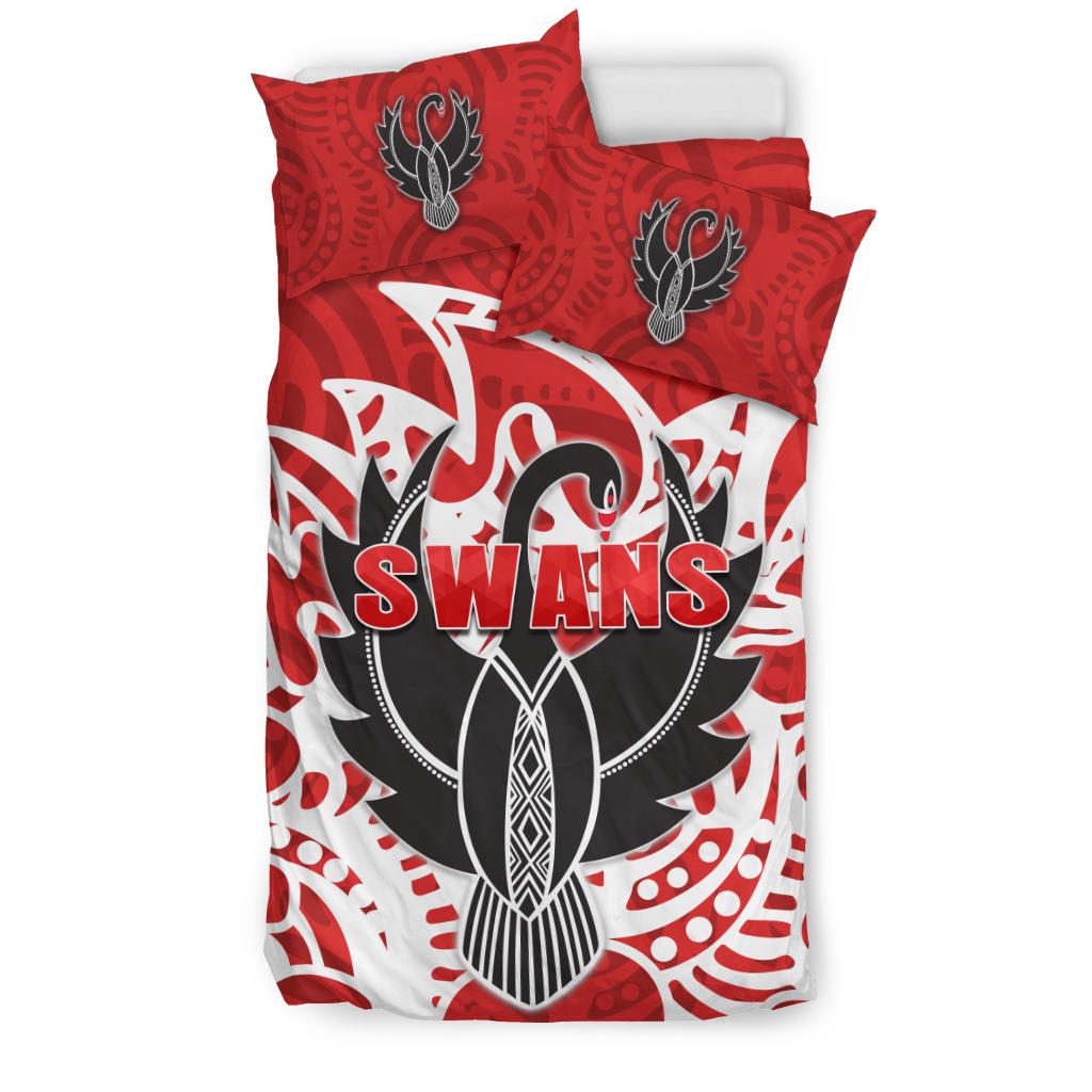 Sydney Bedding Set Simple Indigenous Swans - Vibe Hoodie Shop