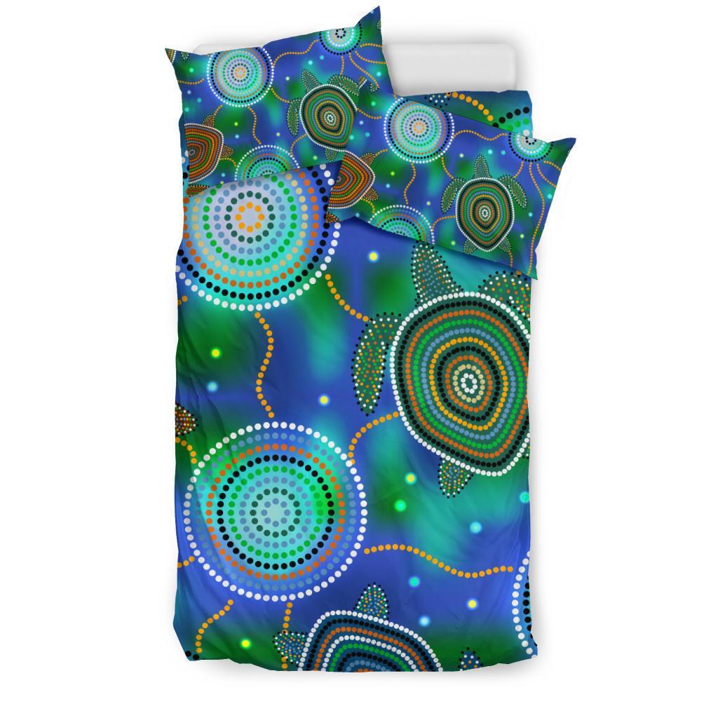 Aboriginal Bedding Set - Indigenous Turtle Dreaming - Vibe Hoodie Shop