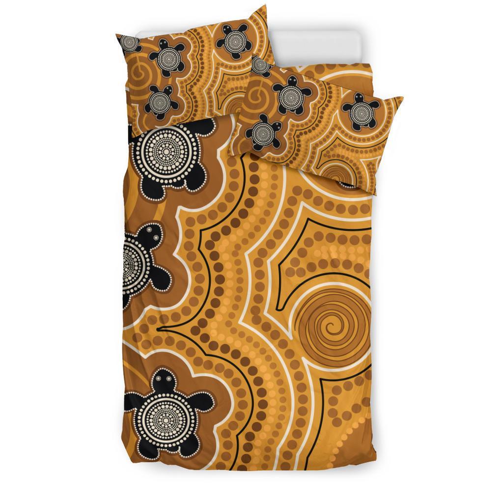 Aboriginal Bedding Set - Indigenous Turtle Gold Version - Vibe Hoodie Shop