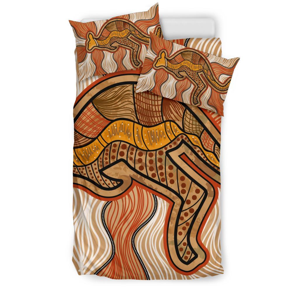 Aboriginal Bedding Set - Indigenous Kangaroo Vintage Stye - Vibe Hoodie Shop