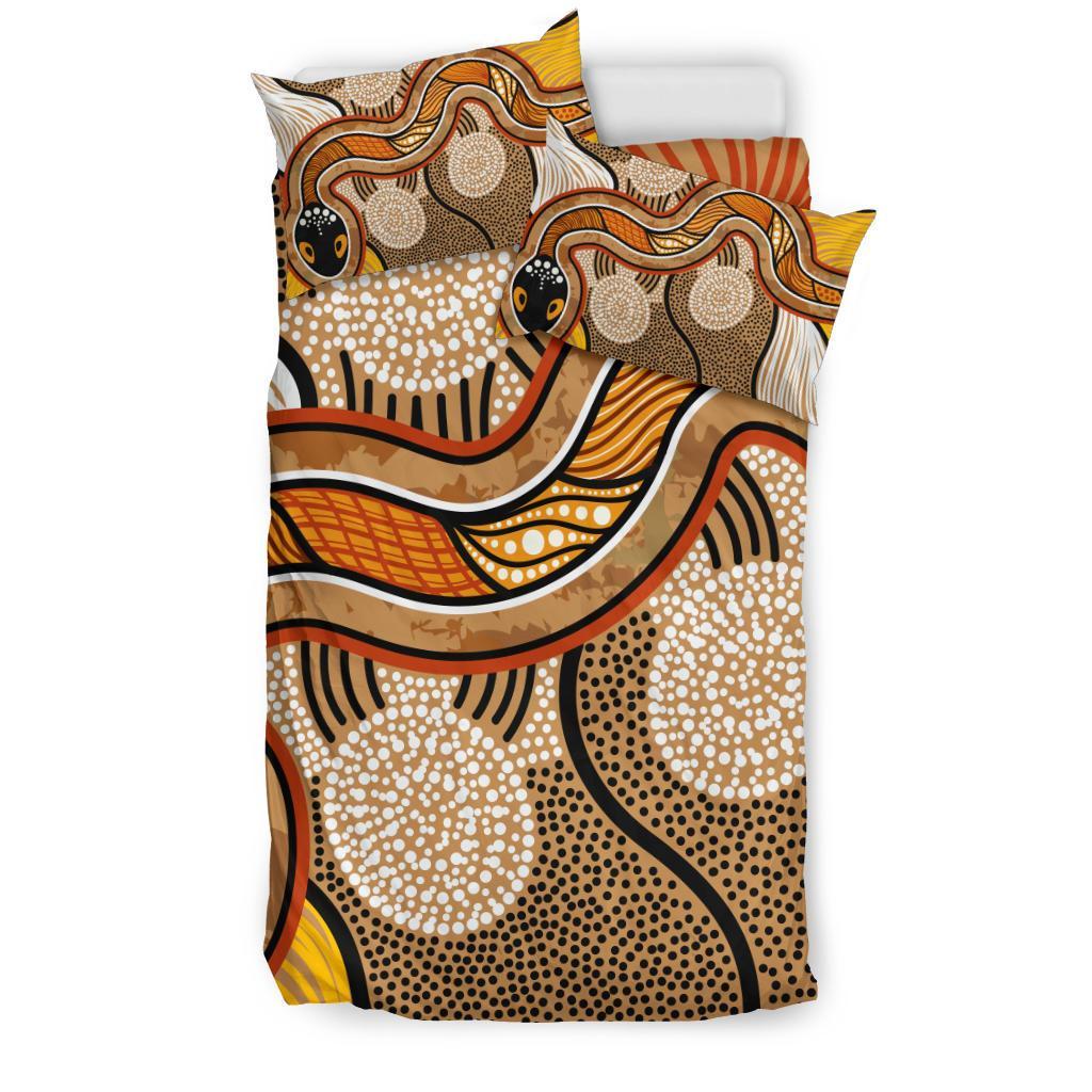 Aboriginal Bedding Set - Indigenous Snake Vintage Stye - Vibe Hoodie Shop