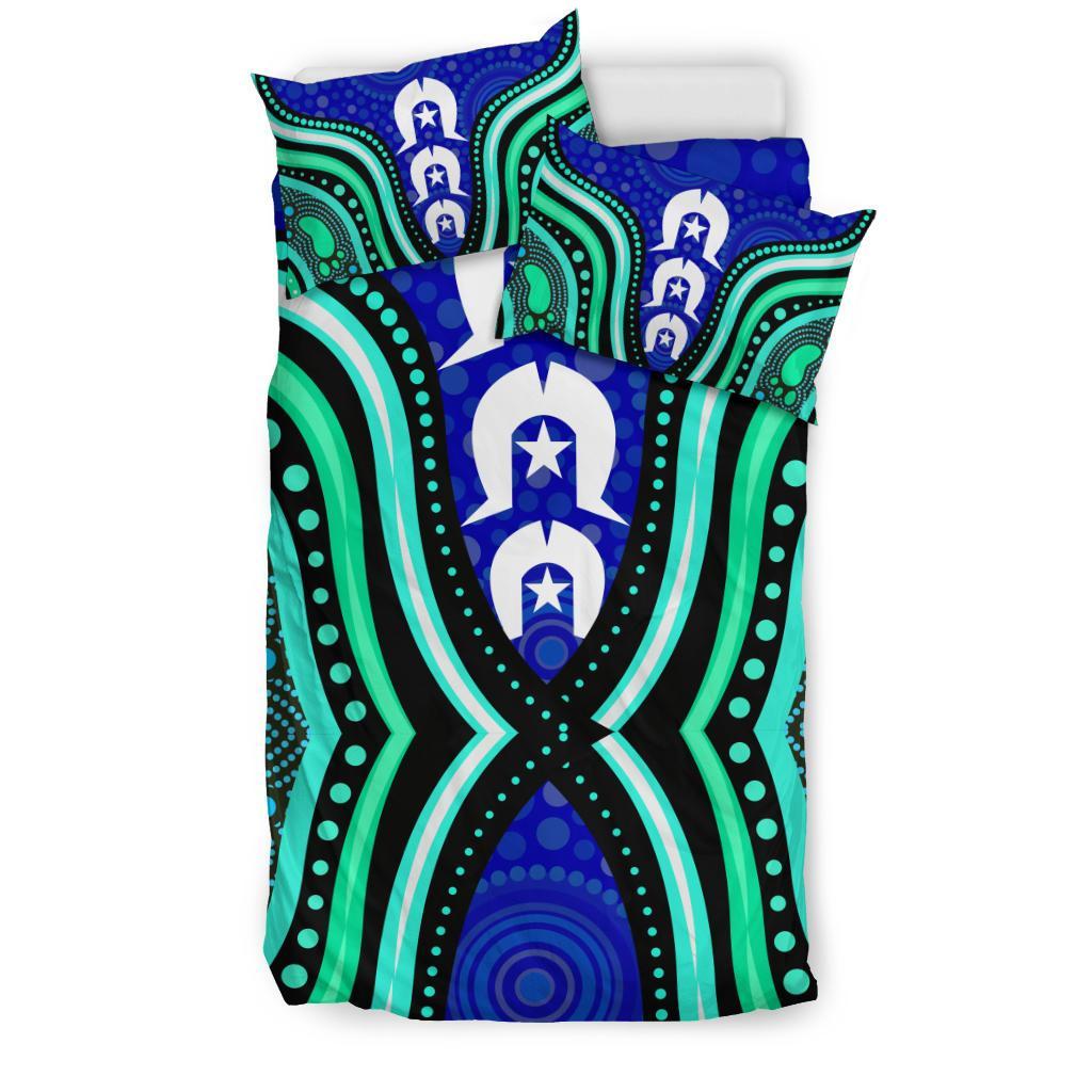 Torres Strait Bedding Set - Torres Strait Symbol And Aboriginal Patterns - Vibe Hoodie Shop