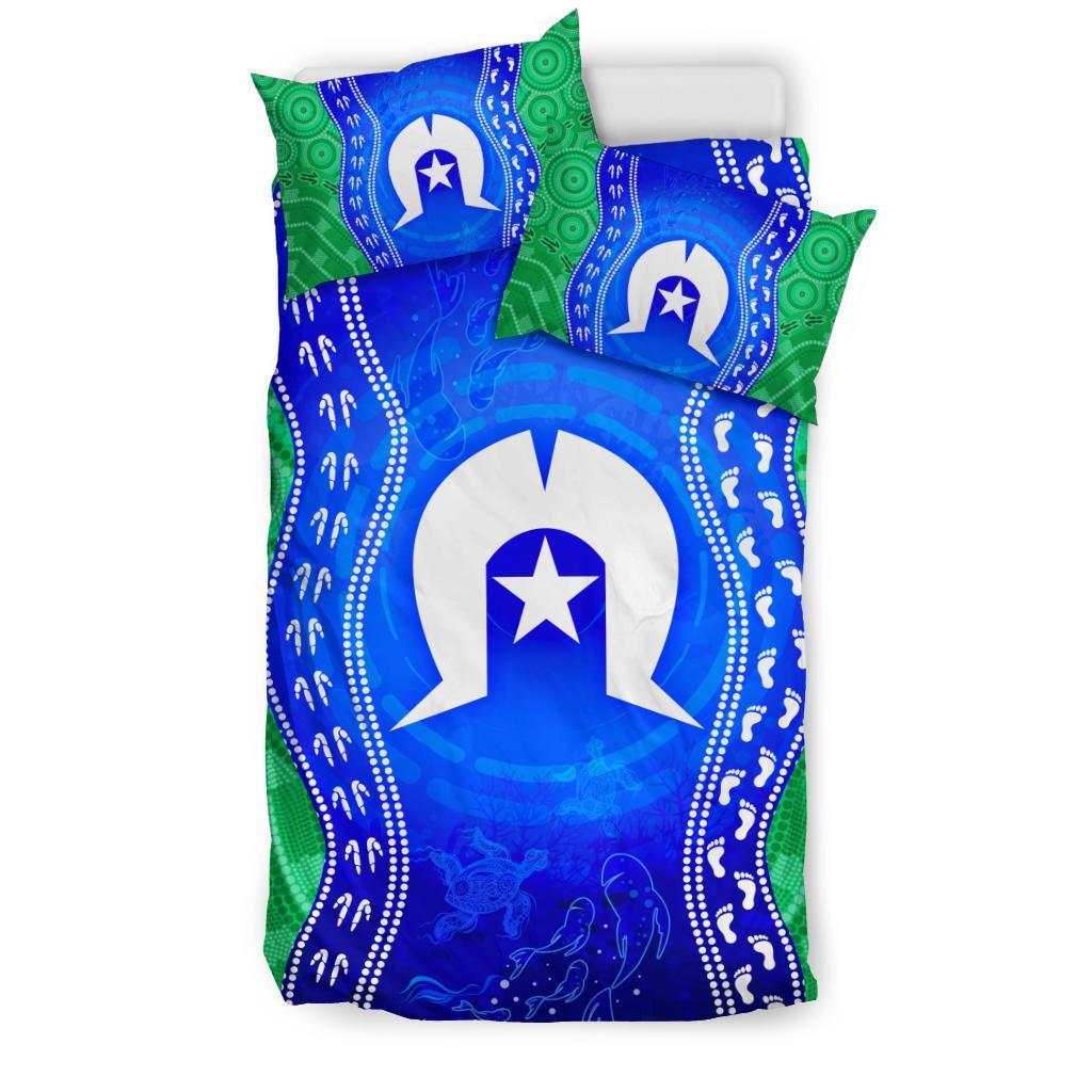 Torres Strait Islanders Bedding Set - Torres Symbol With Aboriginal Patterns - Vibe Hoodie Shop