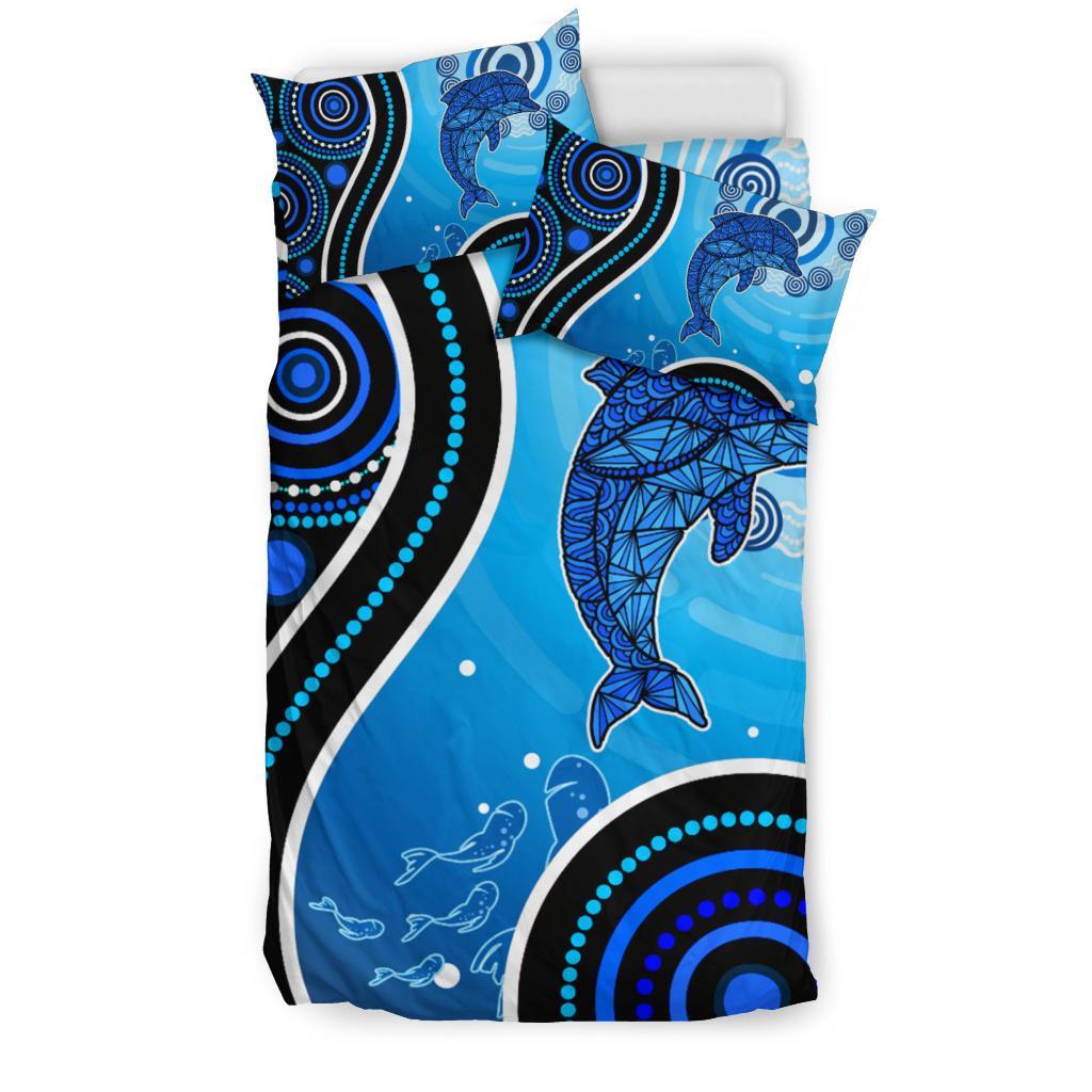 Aboriginal Bedding Set - Dolphin And Aboriginal Dot Patterns - Vibe Hoodie Shop