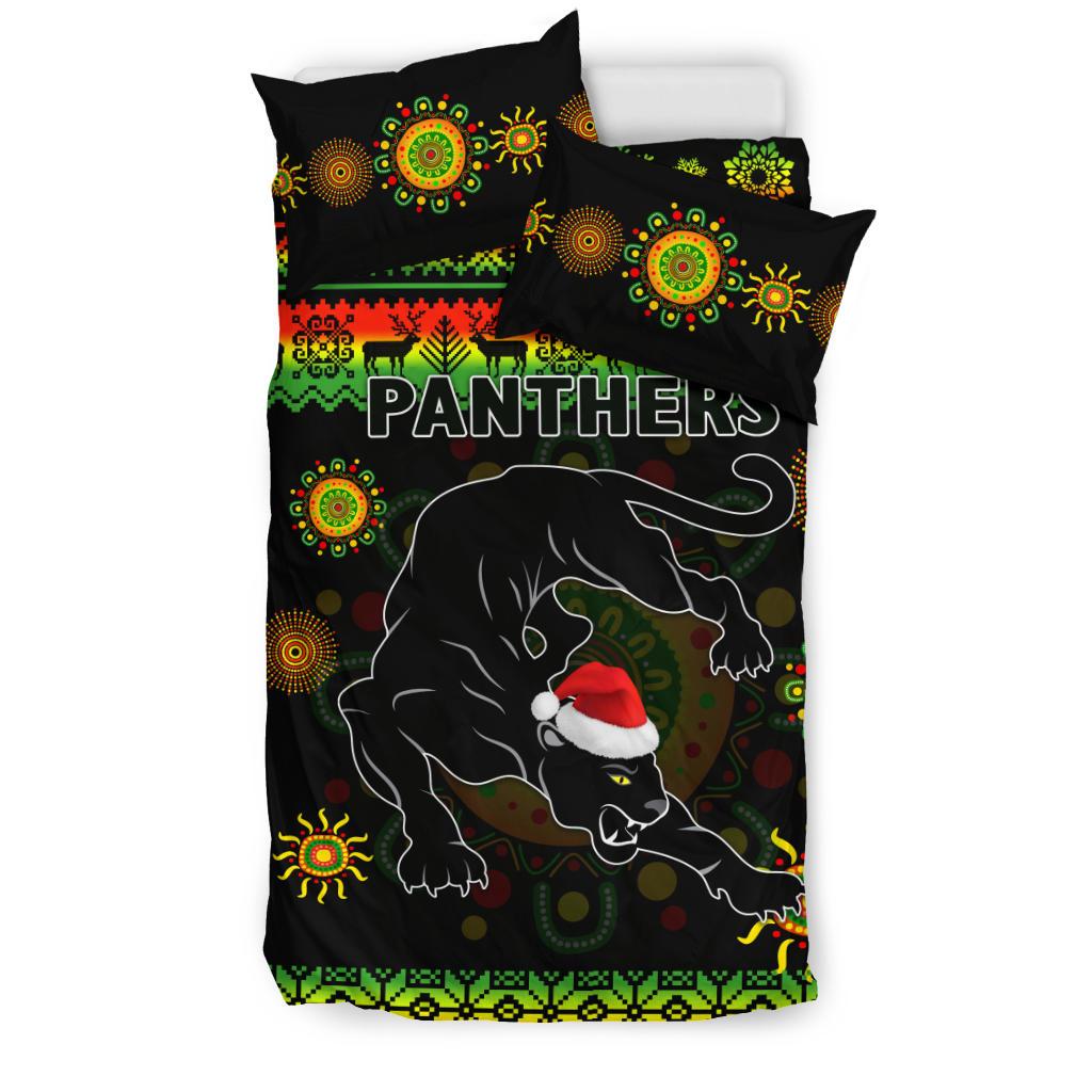 Penrith Panthers Christmas Bedding Set Indigenous - Vibe Hoodie Shop