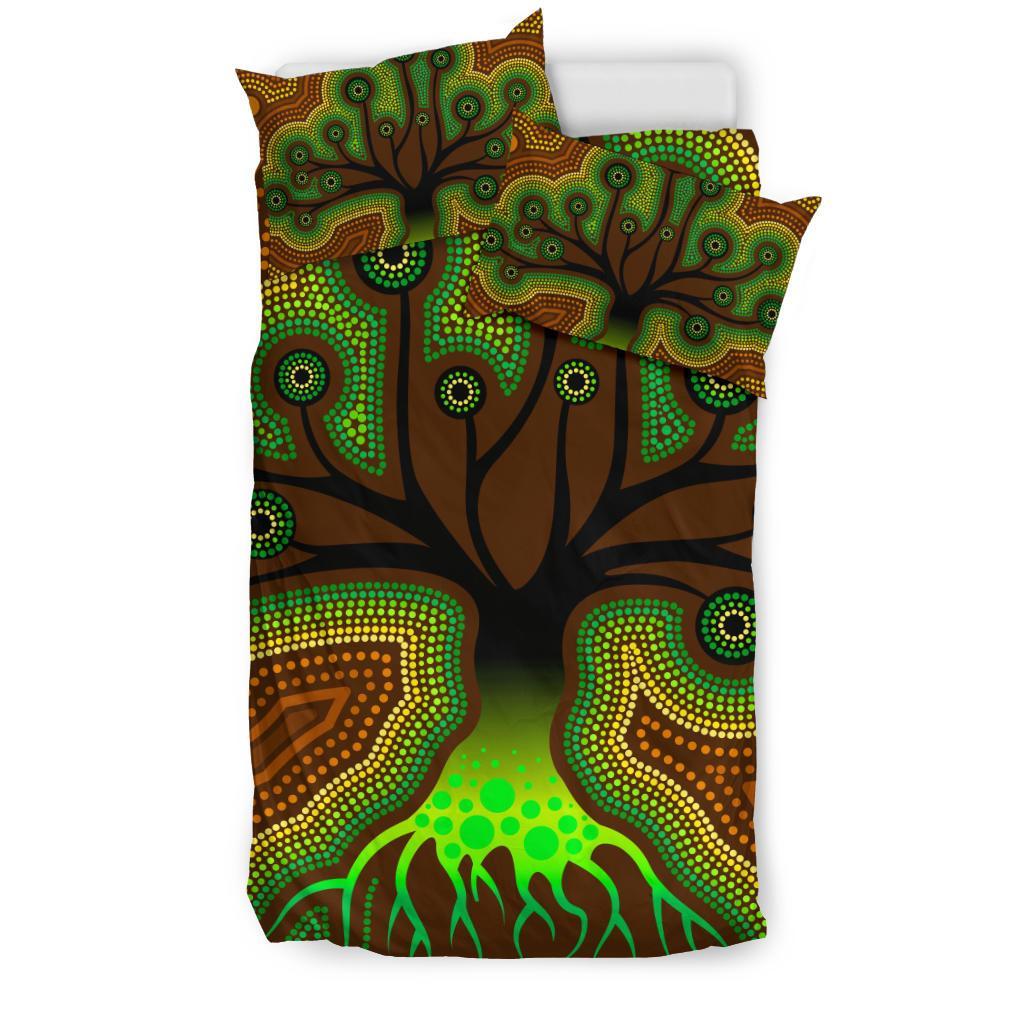 Aboriginal Bedding Set - Tree Dot Painting Art - Vibe Hoodie Shop