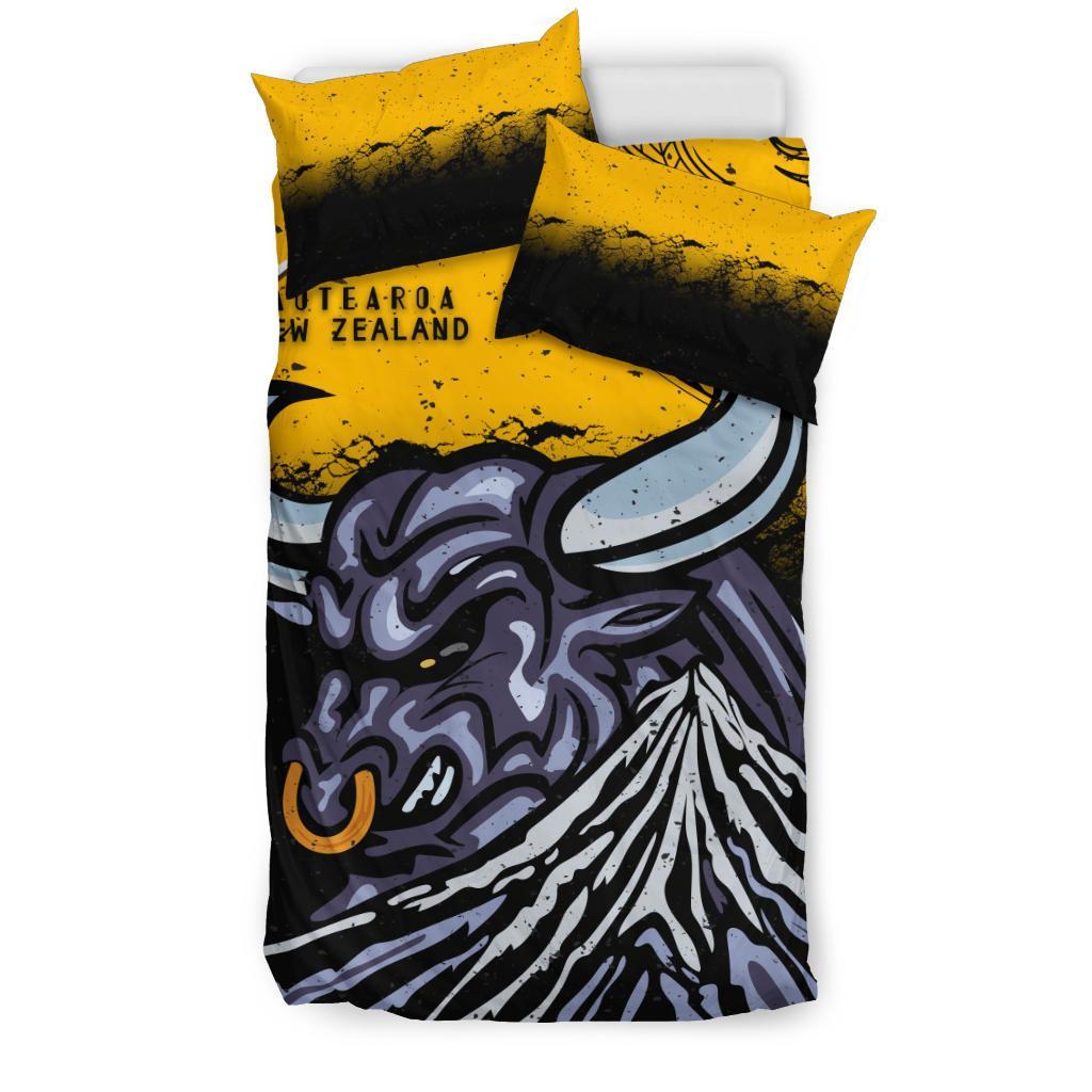 New Zealand Maori Bedding Set Taranaki Bull - Vibe Hoodie Shop