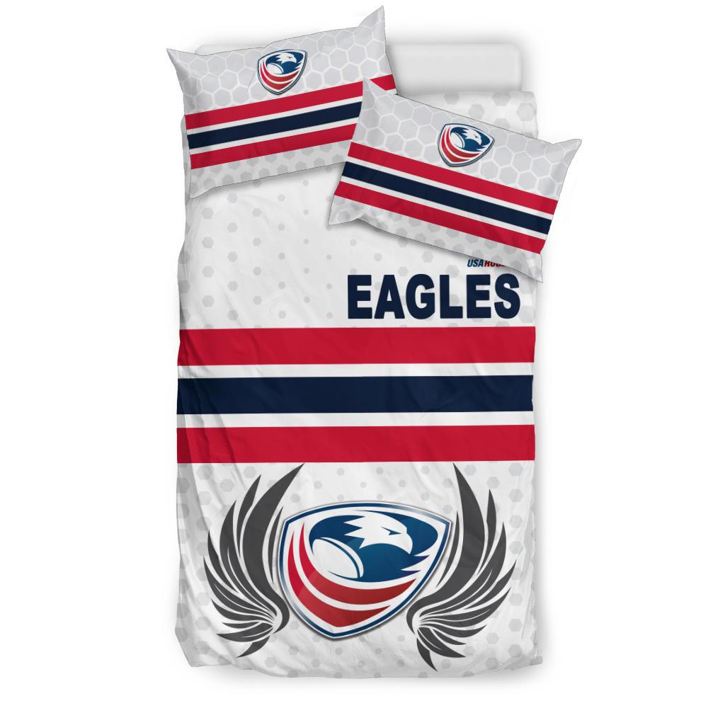 USA Rugby Bedding Set Eagles Simple Style - White - Vibe Hoodie Shop