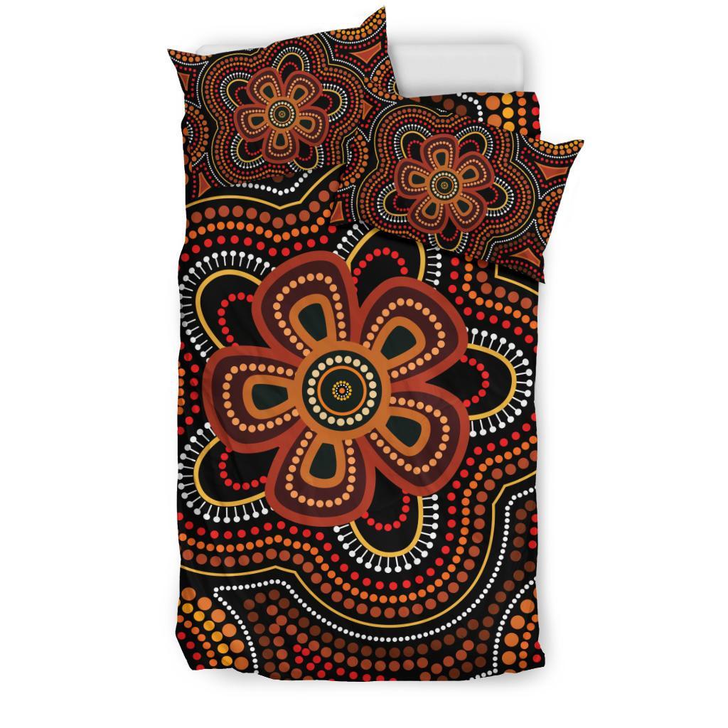 ABoriginal Bedding Set - Aboriginal Dot Painting Flowers Style Ver02 - Vibe Hoodie Shop