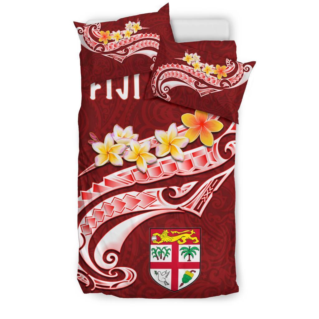 Fiji Bedding Set - Fiji Seal Polynesian Patterns Plumeria (Red) - Vibe Hoodie Shop