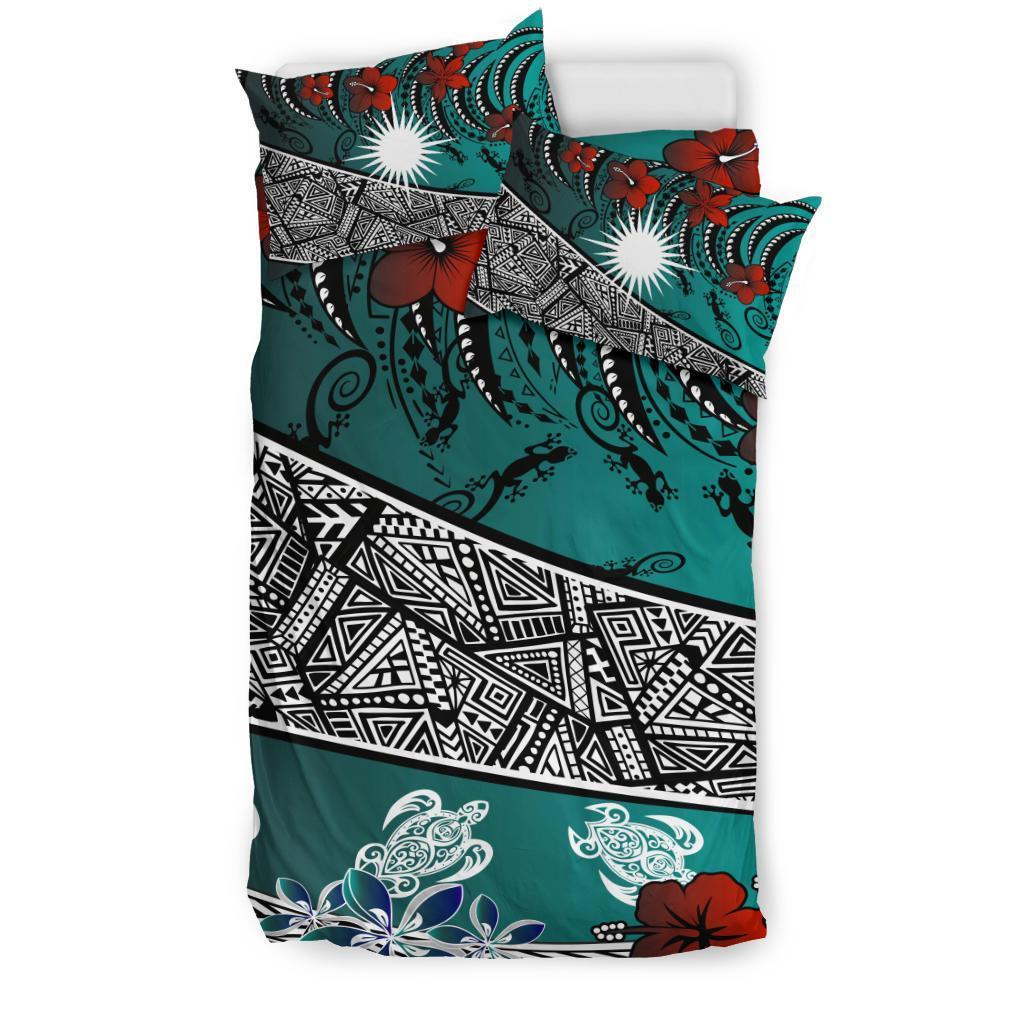 Marshall Islands Bedding Set - Lizard And Turtle Green - Vibe Hoodie Shop