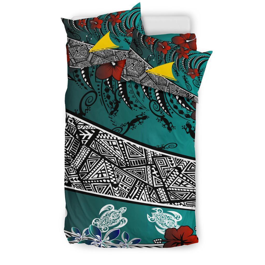 Tokelau Polynesian Bedding Set - Lizard And Turtle Green - Vibe Hoodie Shop