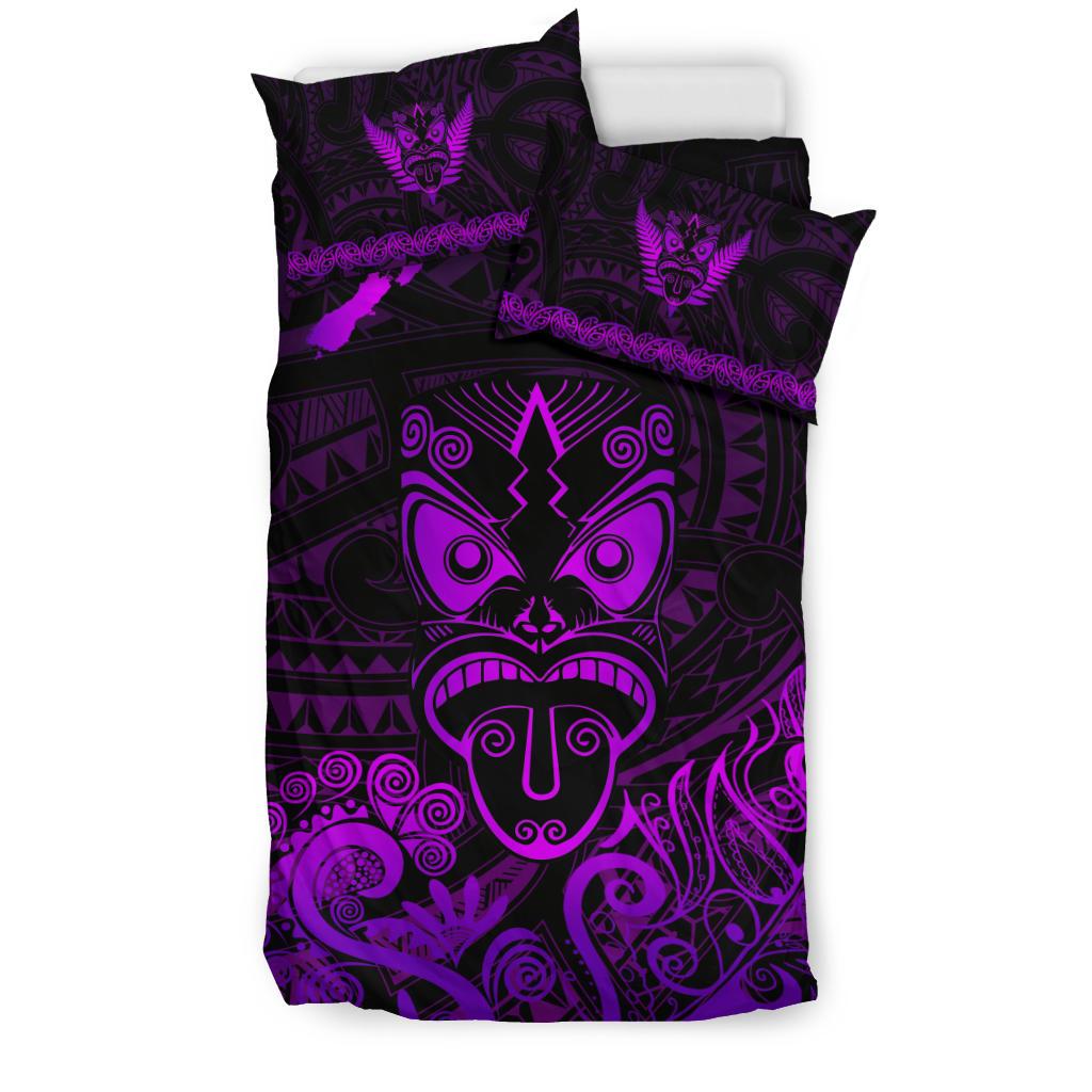 Maori Aotearoa Rugby Haka Bedding Set New Zealand Silver Fern - Purple - Vibe Hoodie Shop