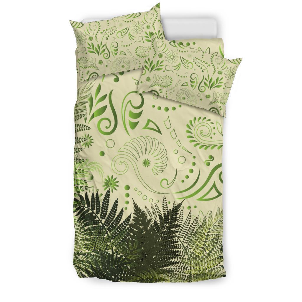 New Zealand Bedding Set Silver Fern Aotearoa Vibes - Beige - Vibe Hoodie Shop