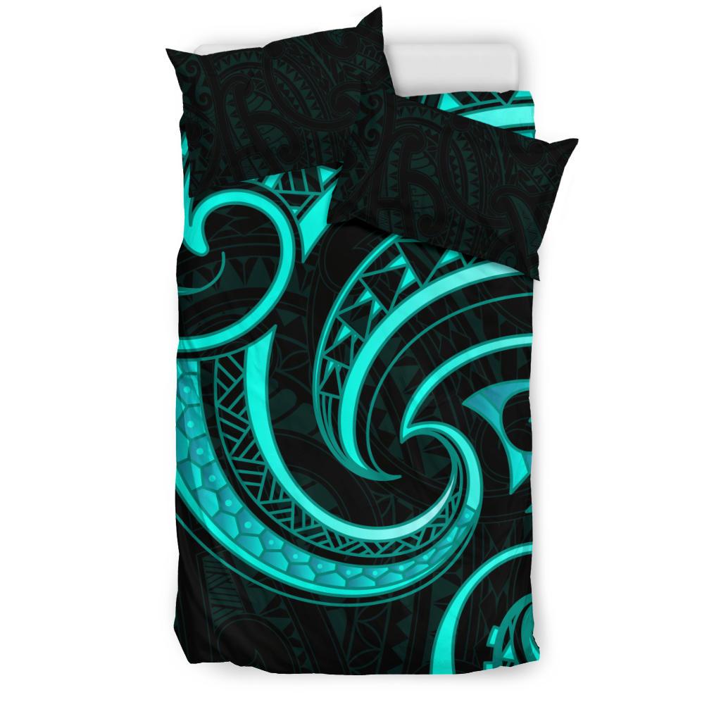 New Zealand Maori Mangopare Bedding Set Polynesian - Turquoise - Vibe Hoodie Shop