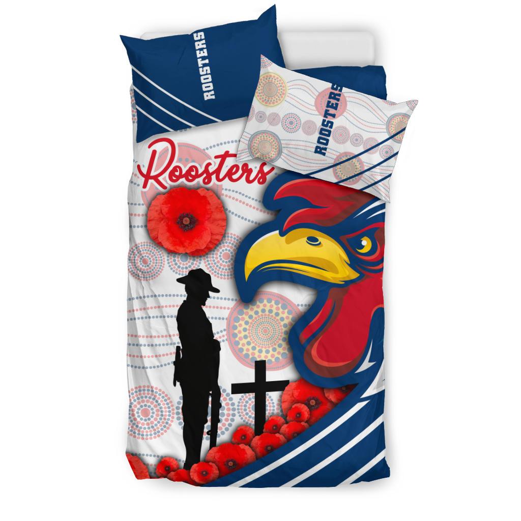 Australia Roosters Bedding Set ANZAC Day - Three Tiles Style - Vibe Hoodie Shop