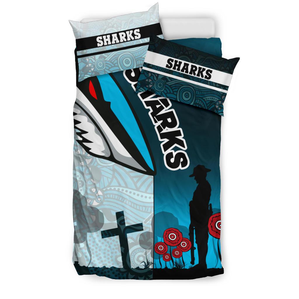 Sharks Bedding Set Cronulla ANZAC Day - Vibe Hoodie Shop