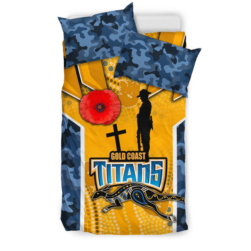 Titans Bedding Set Gold Coast ANZAC Day Armor Version - Vibe Hoodie Shop