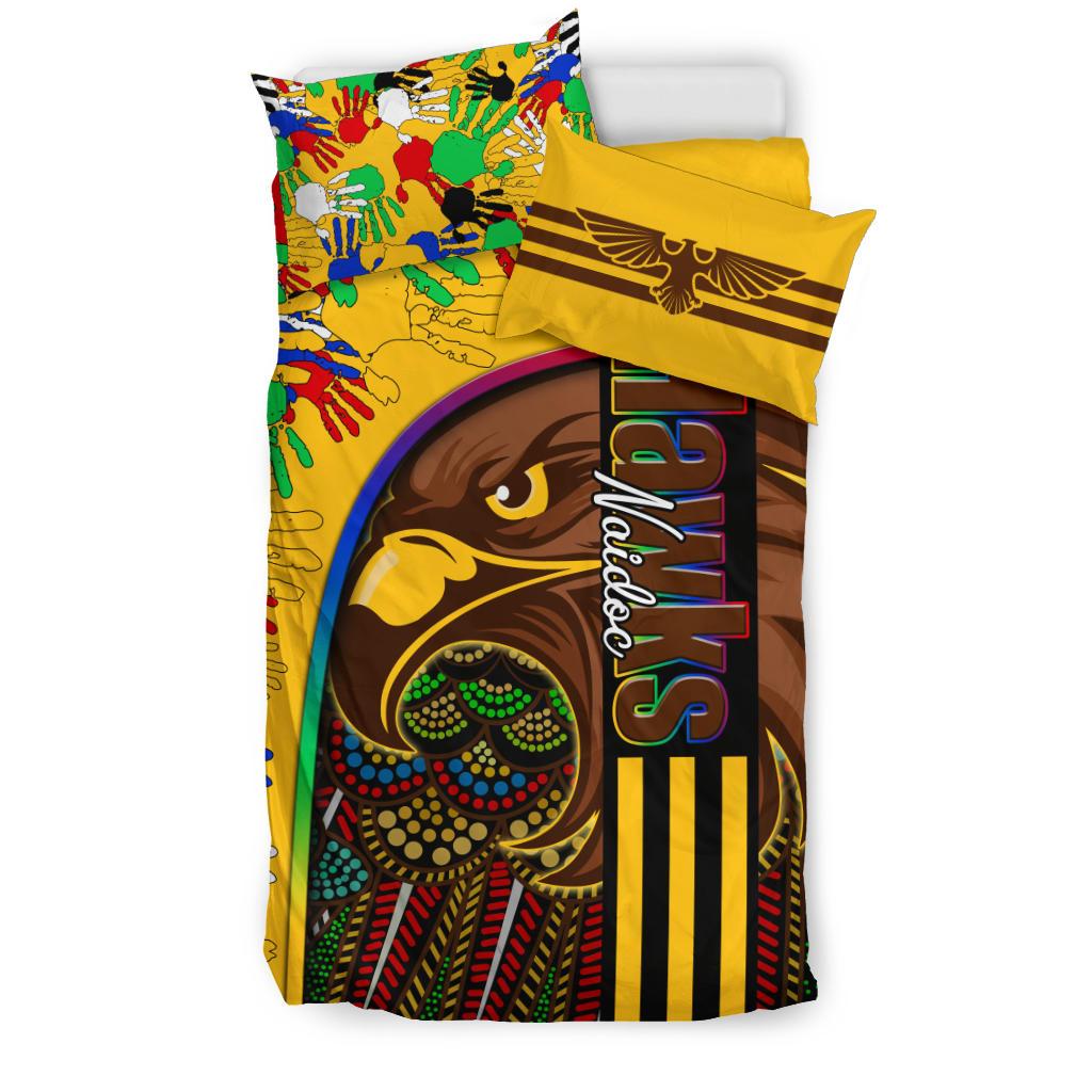 Pride Hawks Bedding Set Hawthorn NAIDOC Week Aboriginal Version Special - Vibe Hoodie Shop