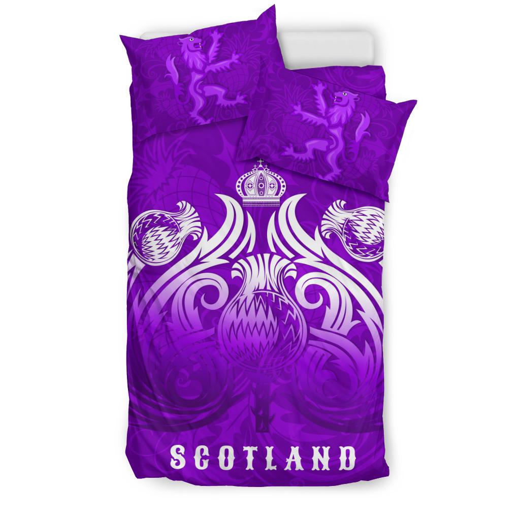 Scotland Rugby Bedding Set Lion Thistle Simple Version Purple - Vibe Hoodie Shop