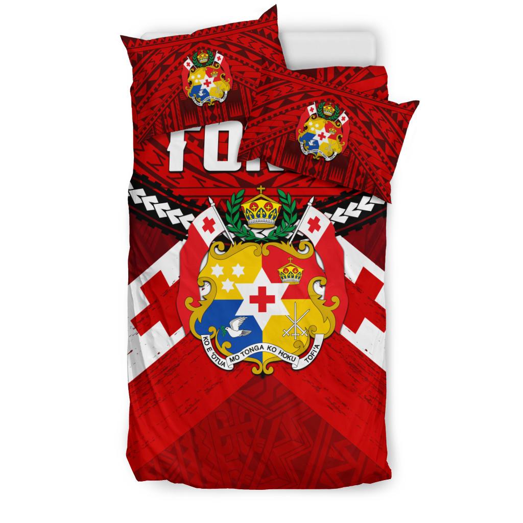 Tonga Rugby Bedding Set Polynesian Tattoo Seashore - Vibe Hoodie Shop