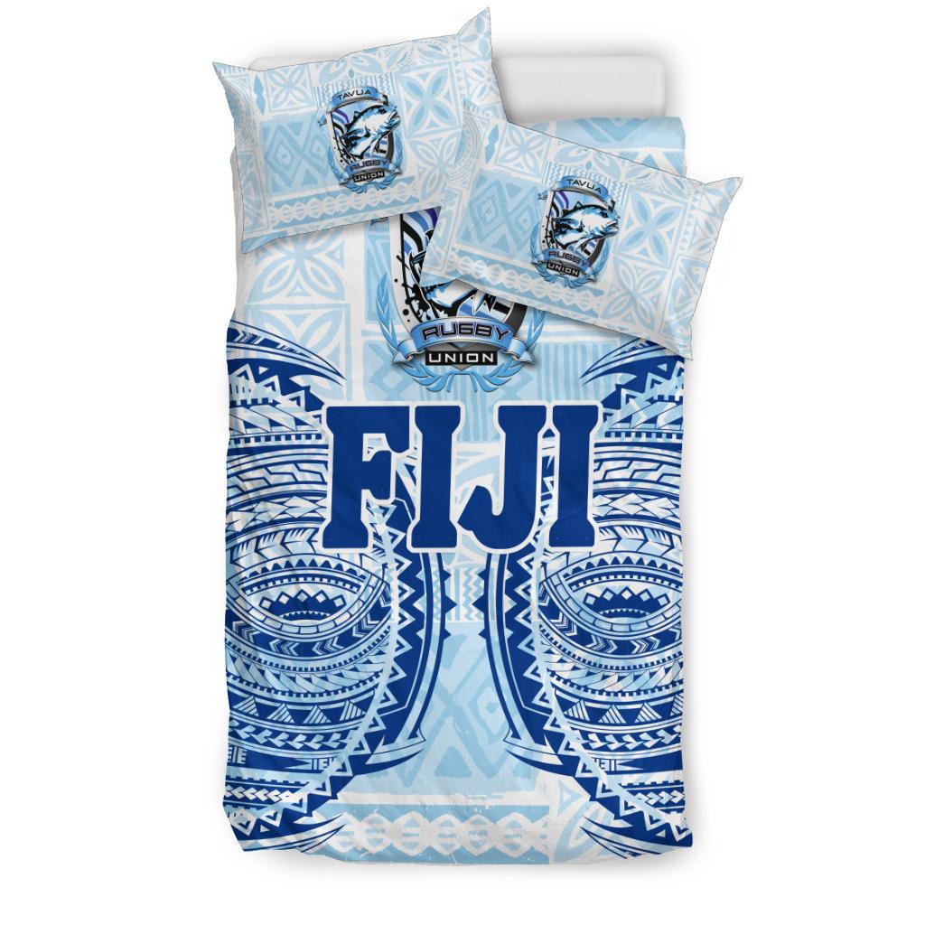 Fiji Tavua Rugby Tapa Bedding Set Polynesian Blue - Vibe Hoodie Shop
