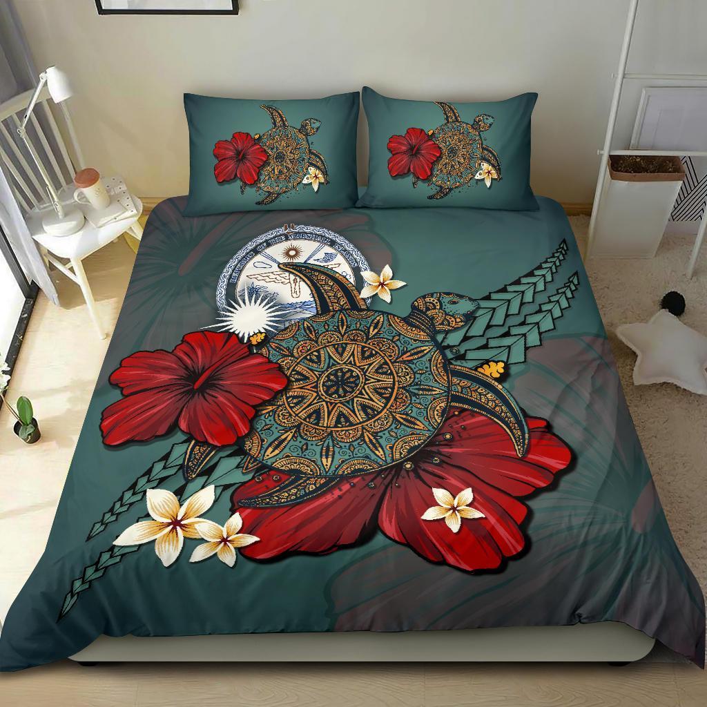 Marshall Islands Bedding Set - Blue Turtle Tribal - Vibe Hoodie Shop