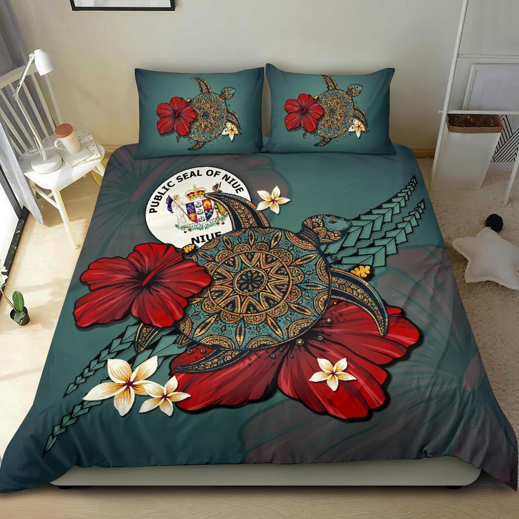 Niue Bedding Set - Blue Turtle Tribal - Vibe Hoodie Shop