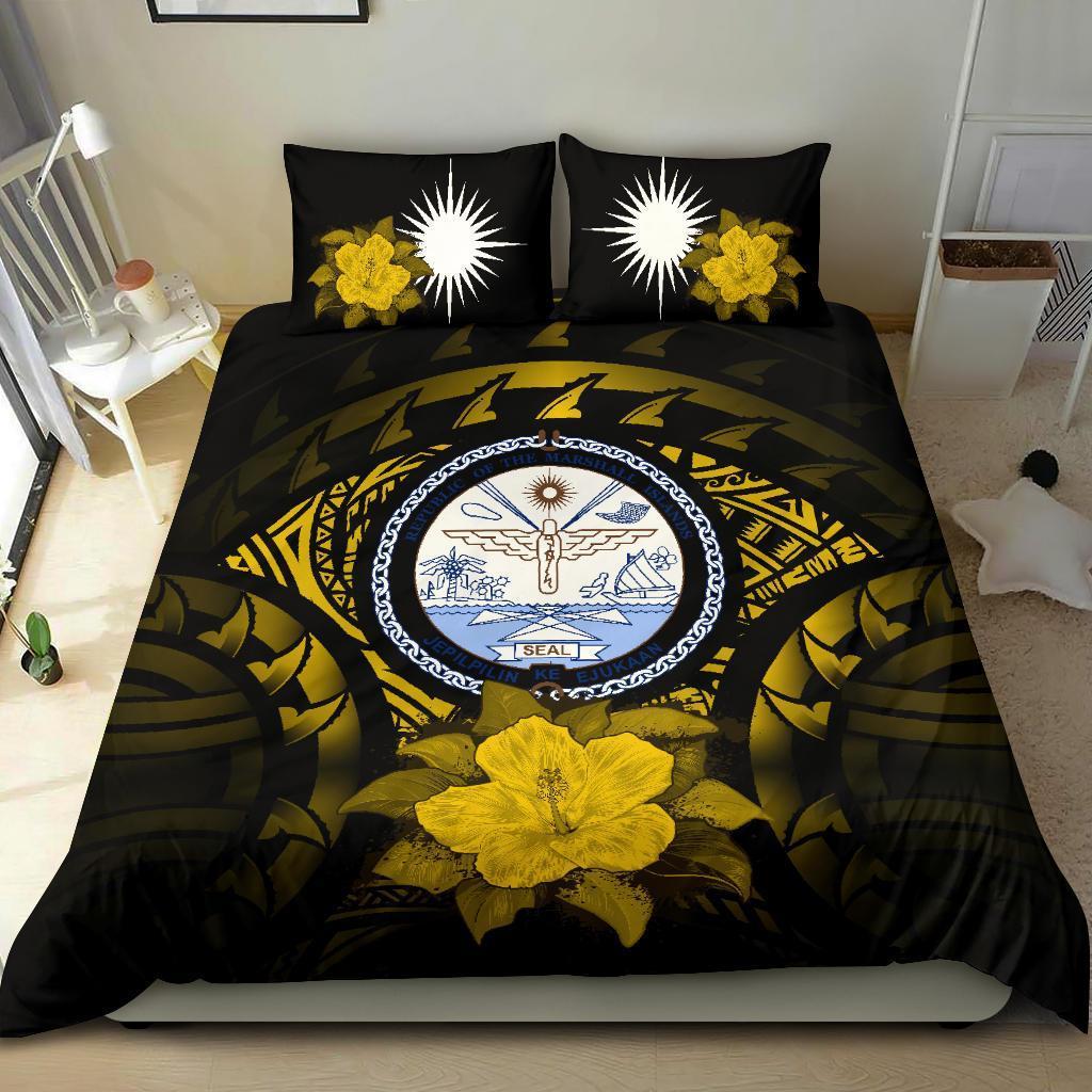 Marshall Islands Yellow Hibiscus Bedding Set - Vibe Hoodie Shop