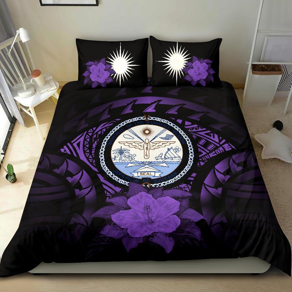 Marshall Islands Purple Hibiscus Bedding Set - Vibe Hoodie Shop