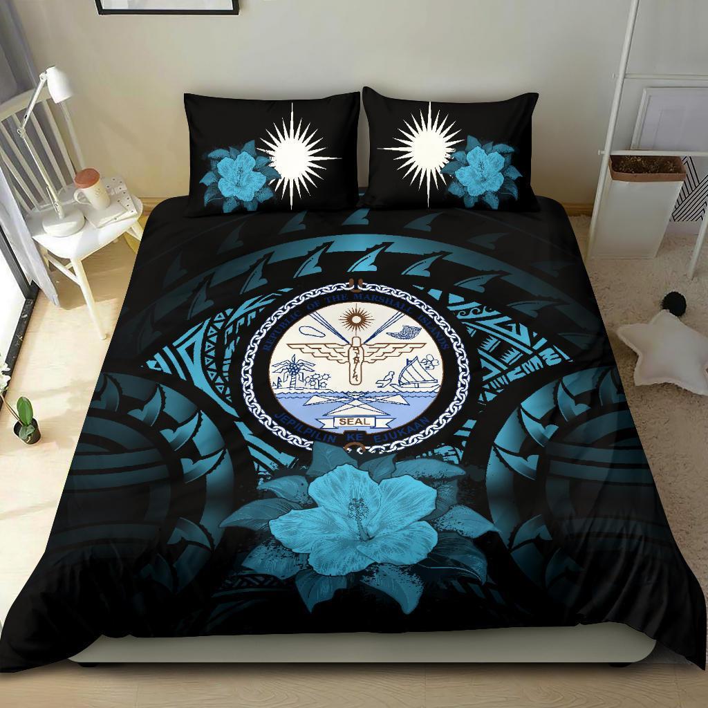 Marshall Islands Blue Hibiscus Bedding Set - Vibe Hoodie Shop