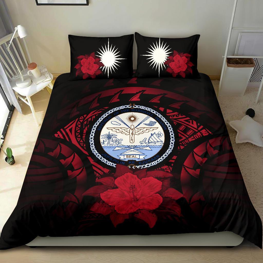 Marshall Islands Red Hibiscus Bedding Set - Vibe Hoodie Shop