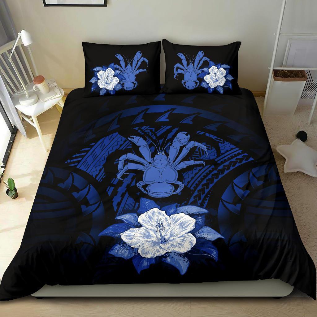 Niue Dark Blue Hibiscus Bedding Set - Vibe Hoodie Shop