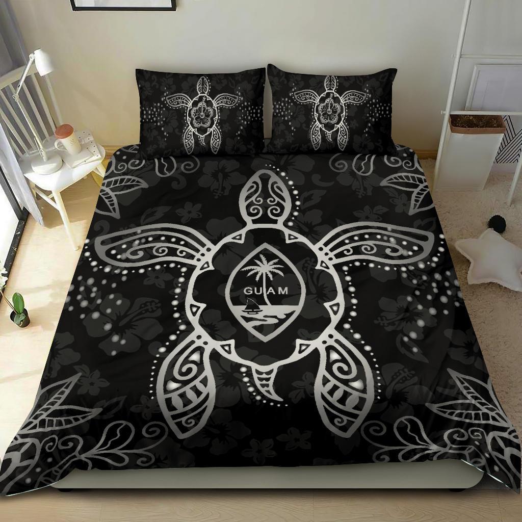 Guam Bedding Set - Turtle Hibiscus Gray - Vibe Hoodie Shop