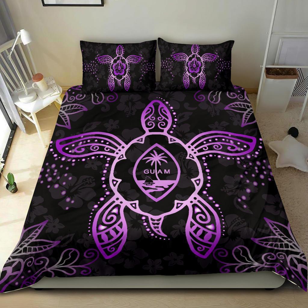 Guam Bedding Set - Turtle Hibiscus Violet - Vibe Hoodie Shop