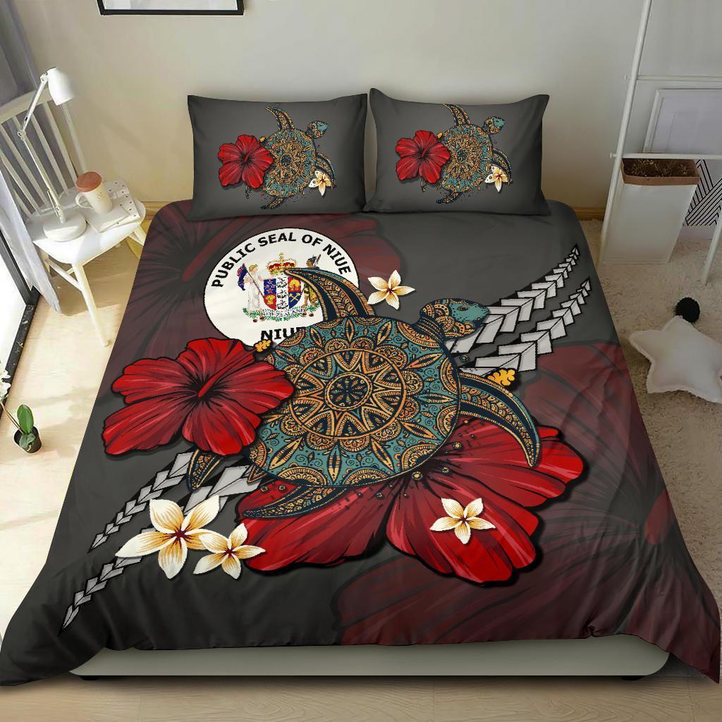 Niue Bedding Set - Gray Turtle Tribal - Vibe Hoodie Shop