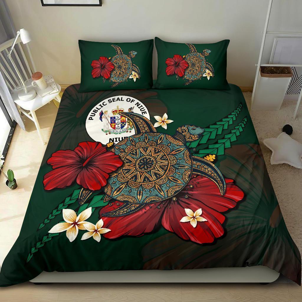 Niue Bedding Set - Green Turtle Tribal - Vibe Hoodie Shop