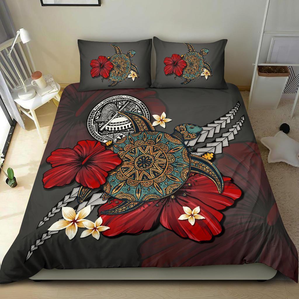 American Samoa Bedding Set - Gray Turtle Tribal - Vibe Hoodie Shop