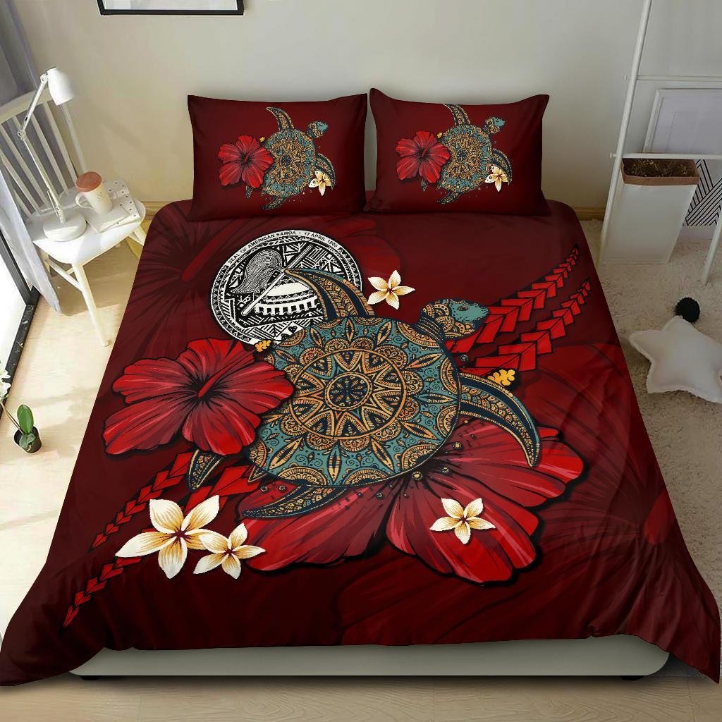 American Samoa Bedding Set - Red Turtle Tribal - Vibe Hoodie Shop