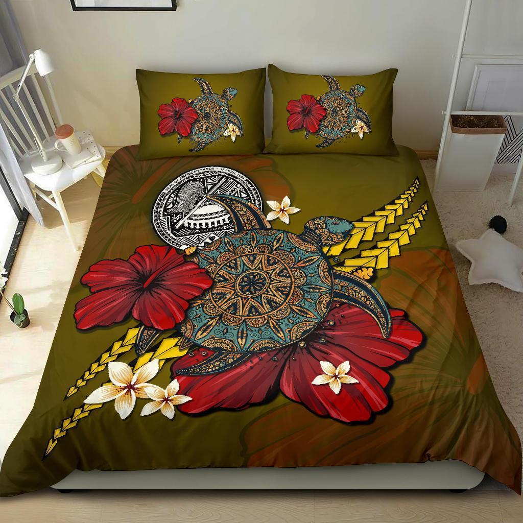 American Samoa Bedding Set - Yellow Turtle Tribal - Vibe Hoodie Shop