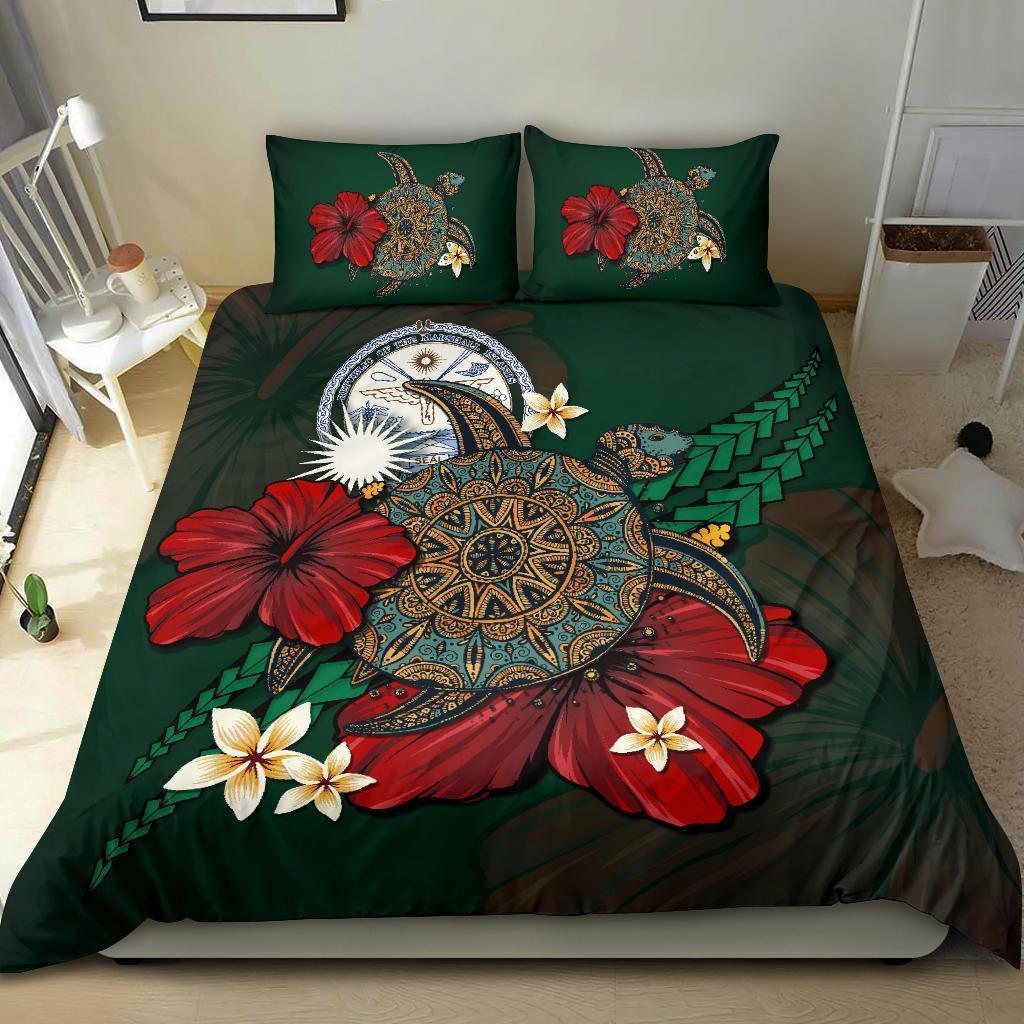 Marshall Islands Bedding Set - Green Turtle Tribal - Vibe Hoodie Shop