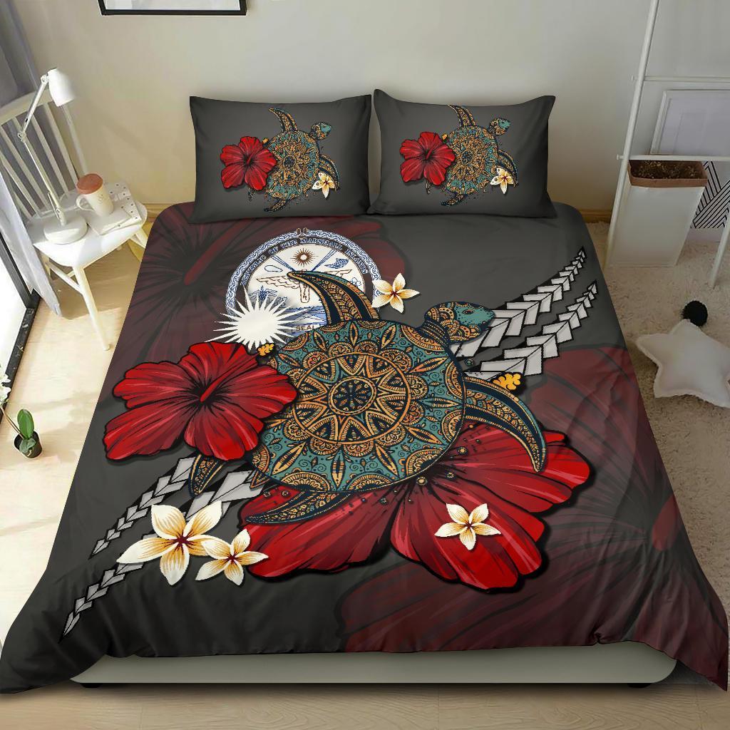 Marshall Islands Bedding Set - Gray Turtle Tribal - Vibe Hoodie Shop