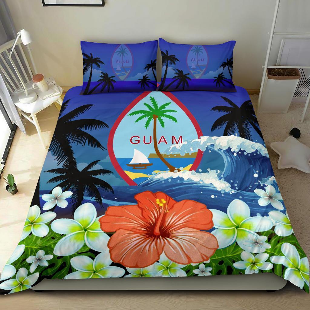 Guam Bedding Set Coat Of Arms Hibiscus - Vibe Hoodie Shop